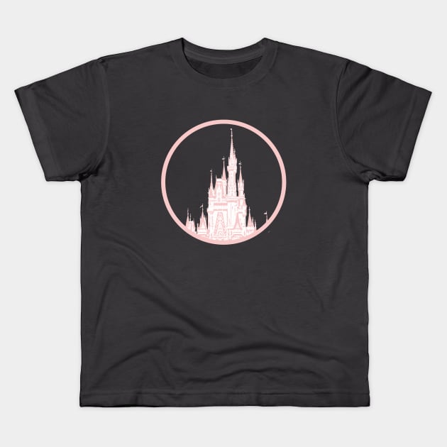 Millennial Pink Magic Castle Stamp Kids T-Shirt by FandomTrading